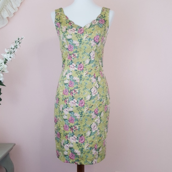 Laura Ashley Dresses & Skirts - Laura Ashley Scalloped Floral Sheath Dress Size 8